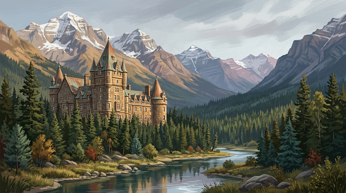 Das Fairmont Banff Springs, ein Schloss im schottischen Baronialstil in den kanadischen Rocky Mountains