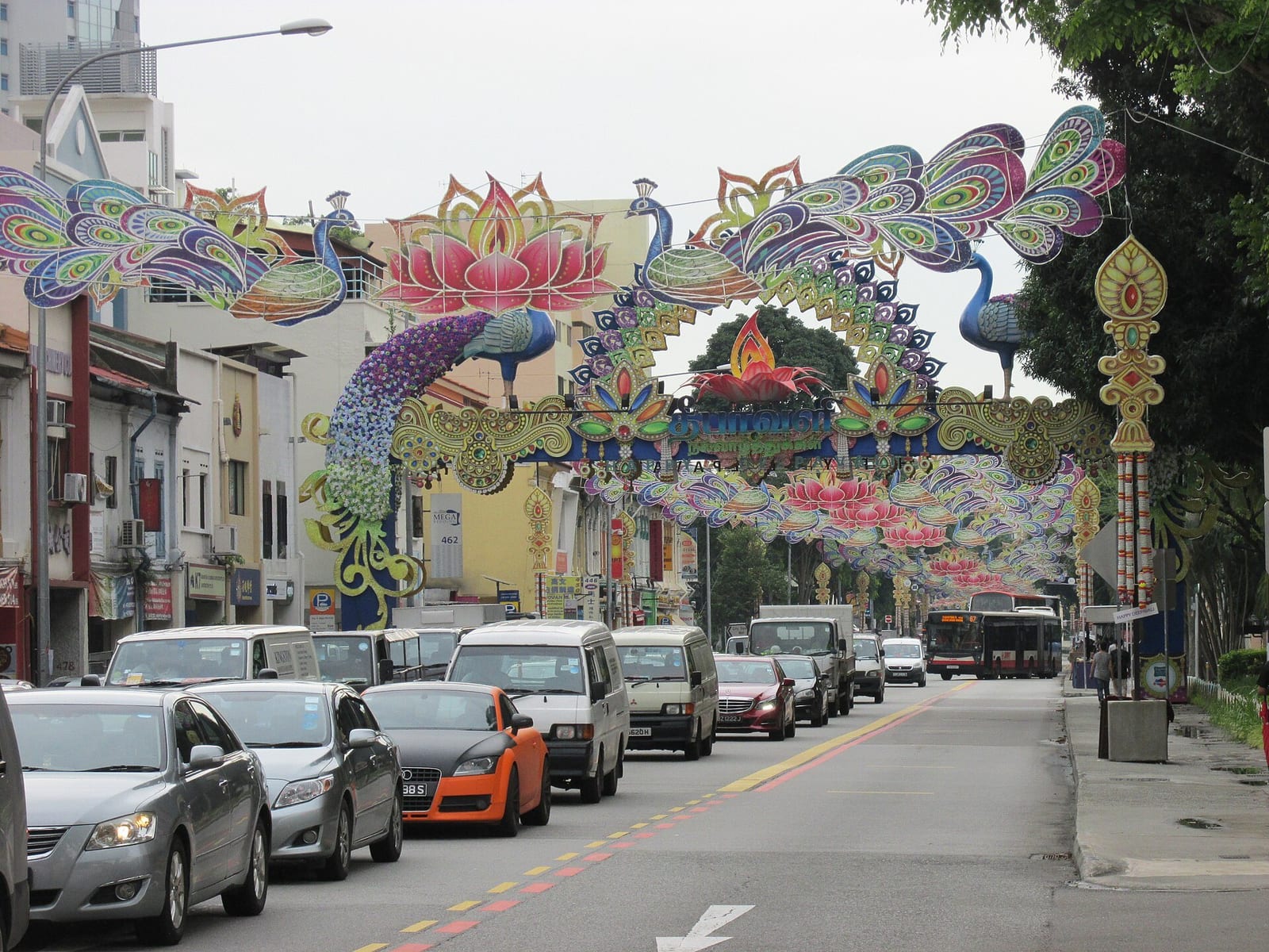 Serangoon Road decorated for Deepavali in Singapore's Little India