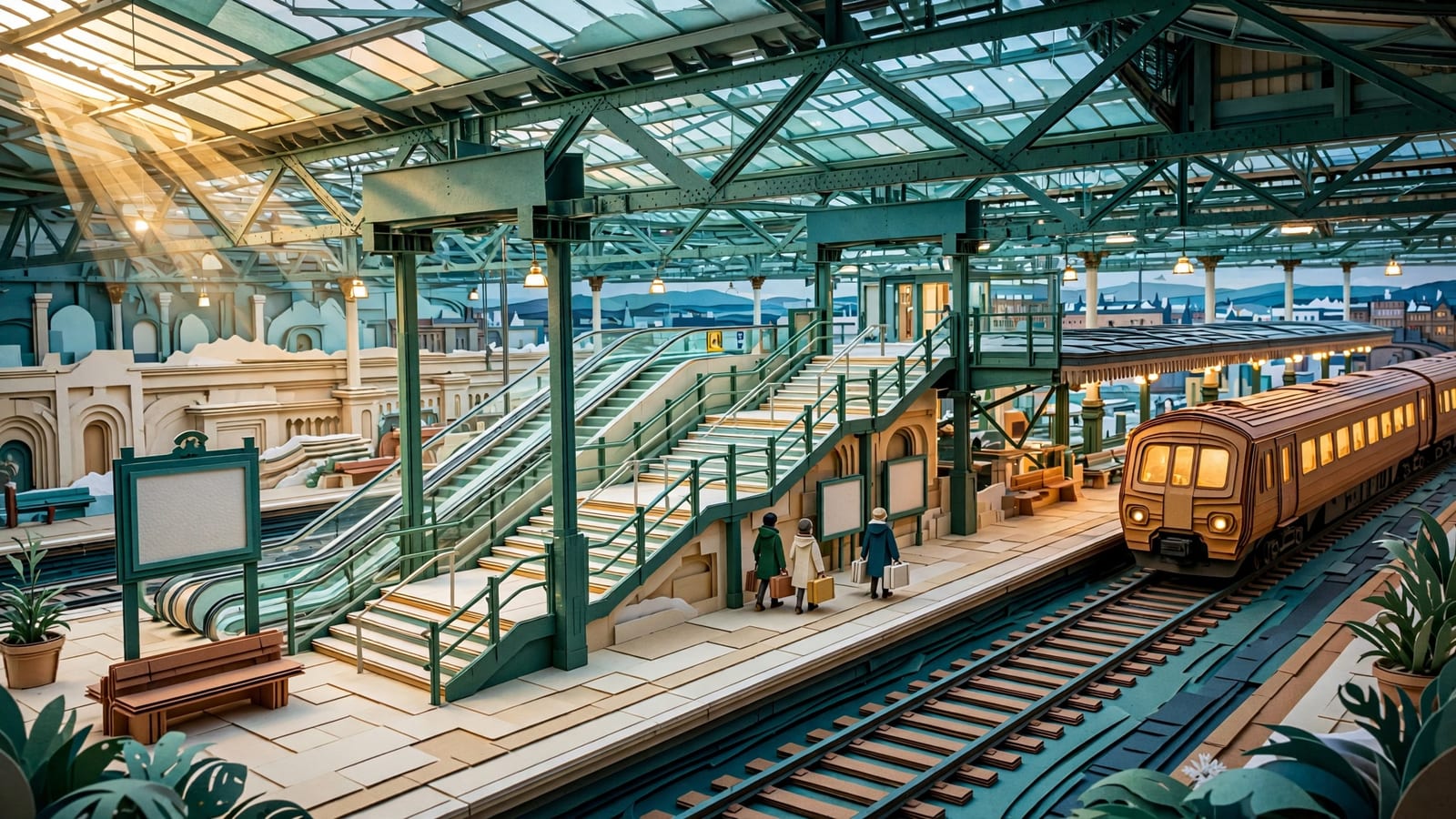 An intercity train waiting at an Edinburgh Waverley platform on a winter evening