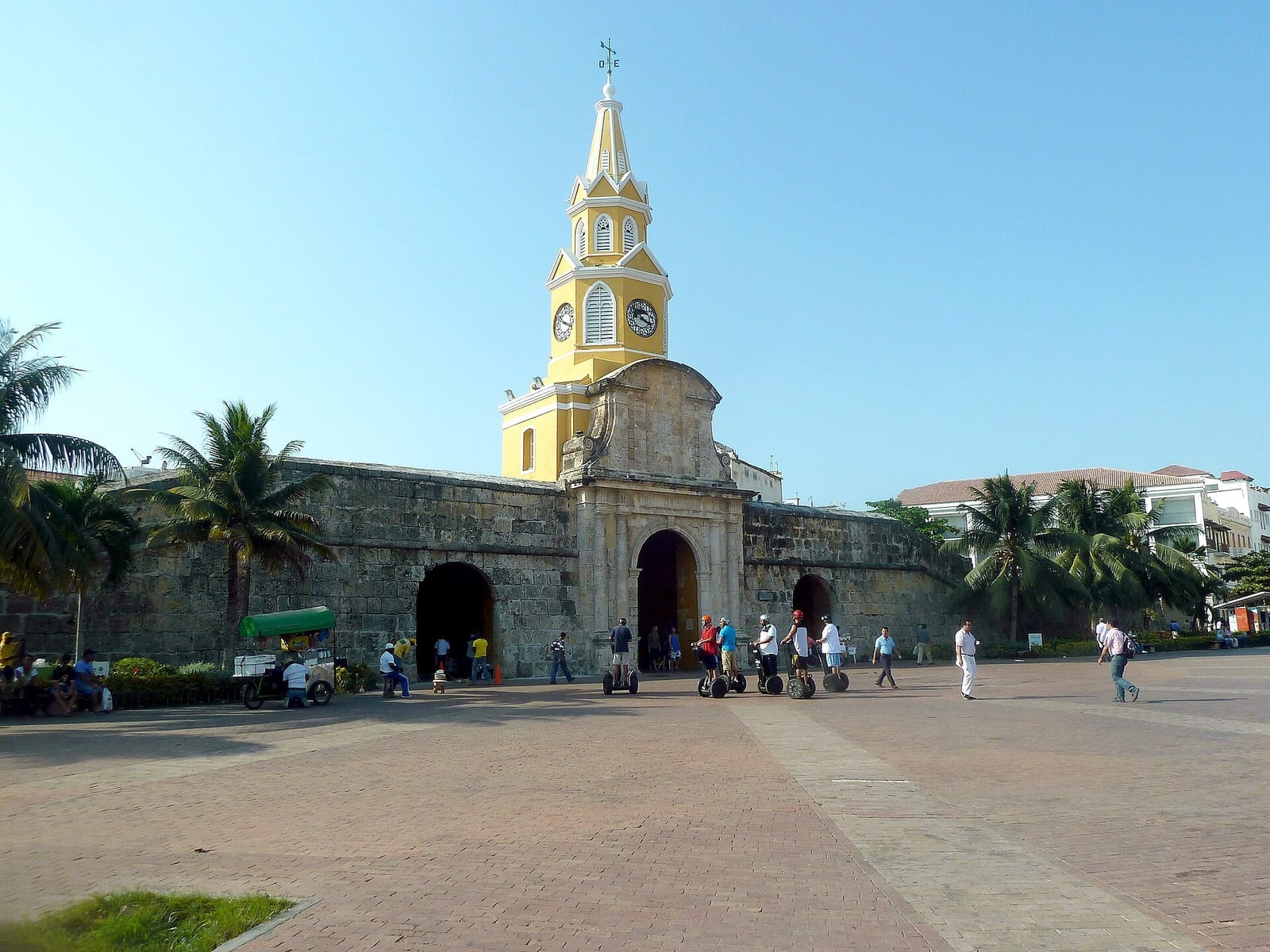 The Torre del Reloj gate into Cartagena's walled Old Town, the Colombian UNESCO site now reachable nonstop from Houston and Dulles