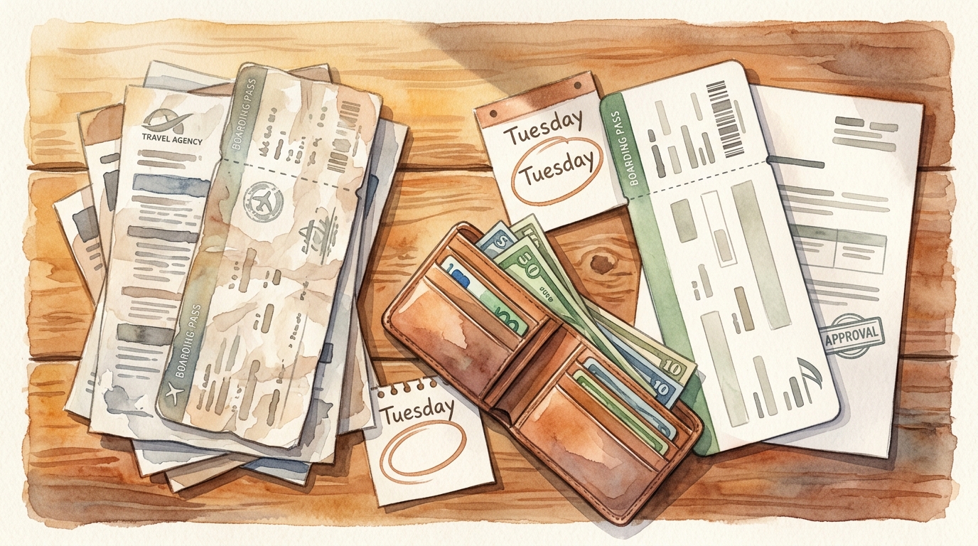 Aquarellillustration zweier Bordkarten nebeneinander auf einem Holztisch