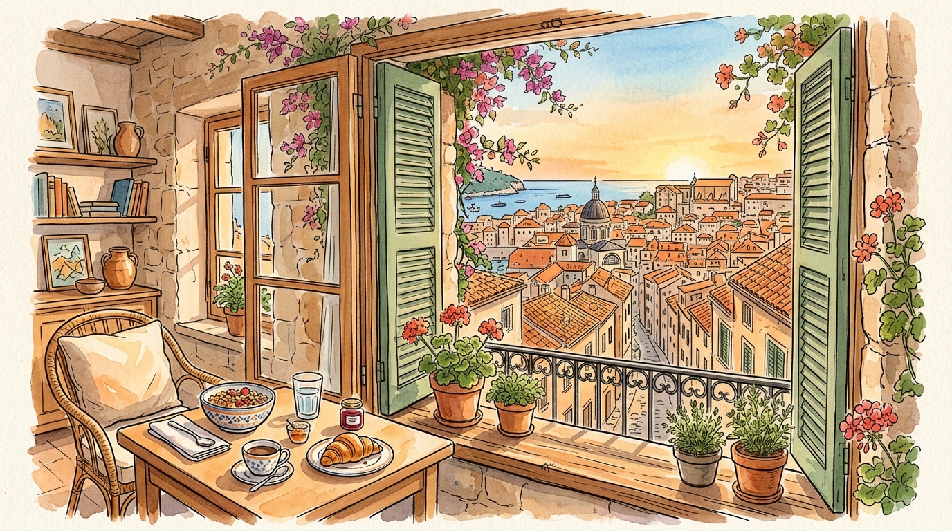 Watercolor illustration for airbnb vs booking when to use each