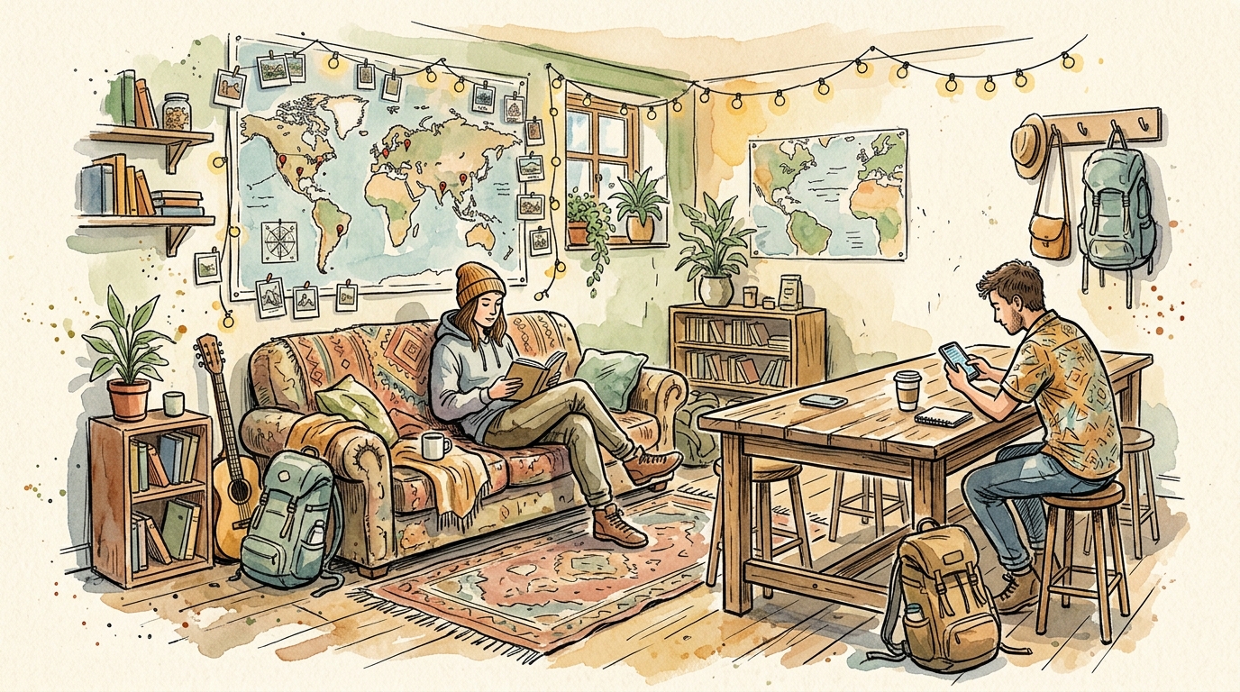 Watercolor illustration for airbnb vs booking when to use each