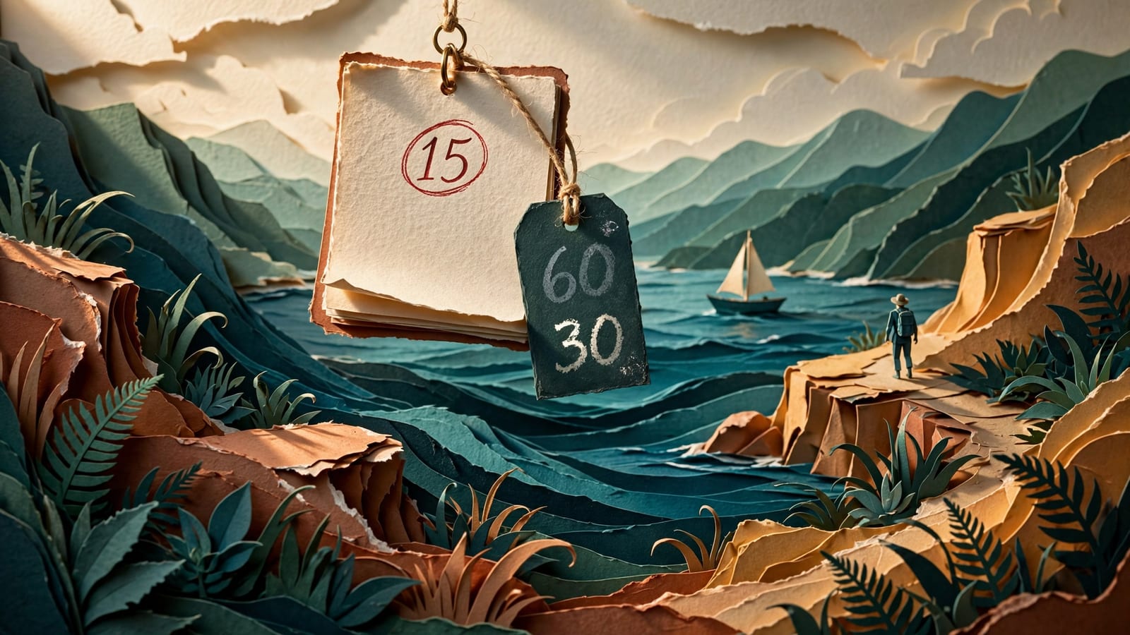 A wall calendar page with the 15th circled, marking Thailand's stay dropping from 60 days to 30